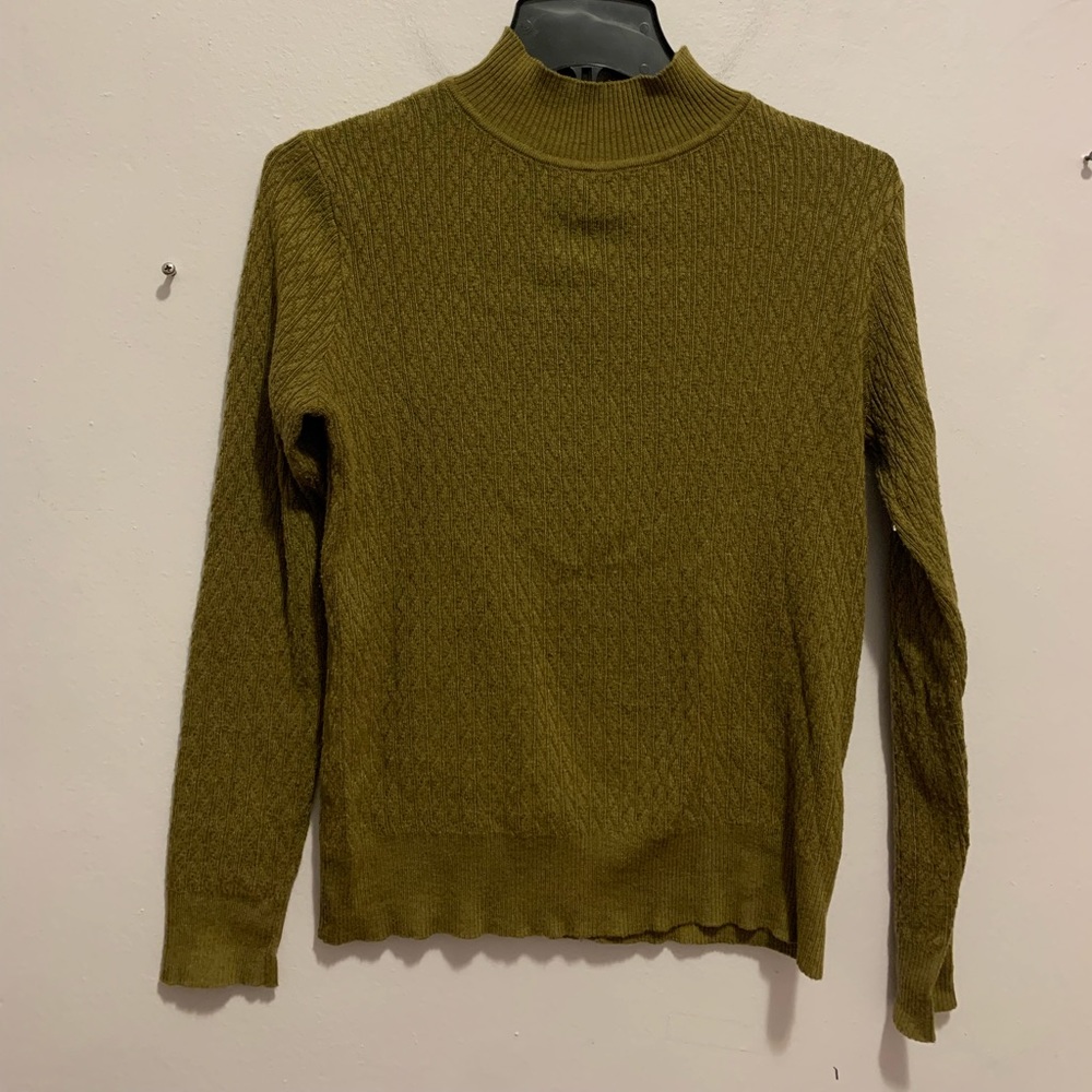 Olive green knit turtleneck sweater